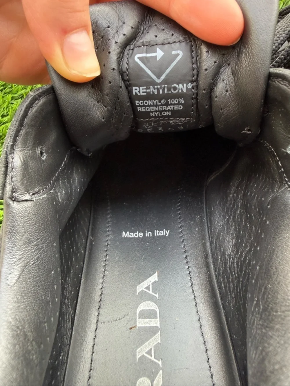 Prada Black Men's Low-Top Lace-Up Sneakers with Triangle Logo - Picture 5 of 6